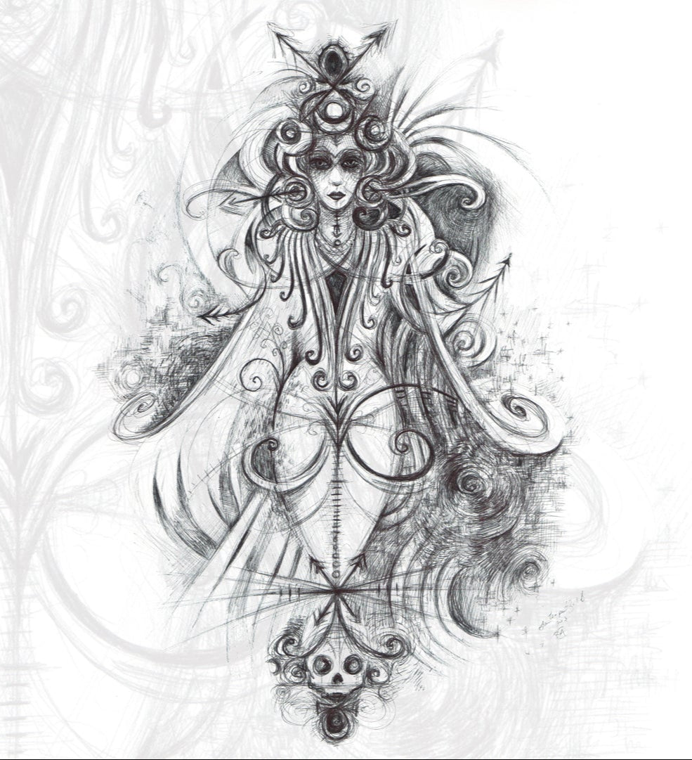 Promotional flyer for 'Journey to the Underworld' ritual experience by Key Serpent Society with decorative text and illustration.